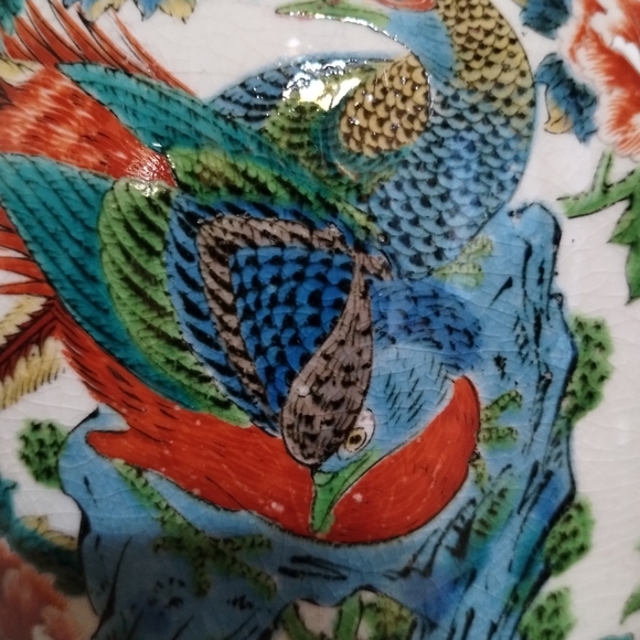 Art Vintage Japanese Kutani Birds And Flowers Porcelain Vase Showa